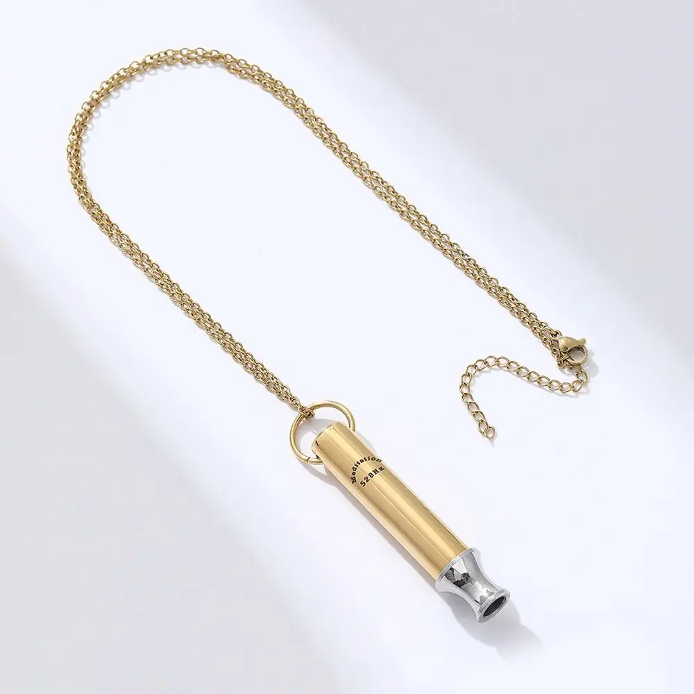 Collar de acero inoxidable con silbato para aliviar la ansiedad, para ejercicios de respiración, ansiedad y estrés