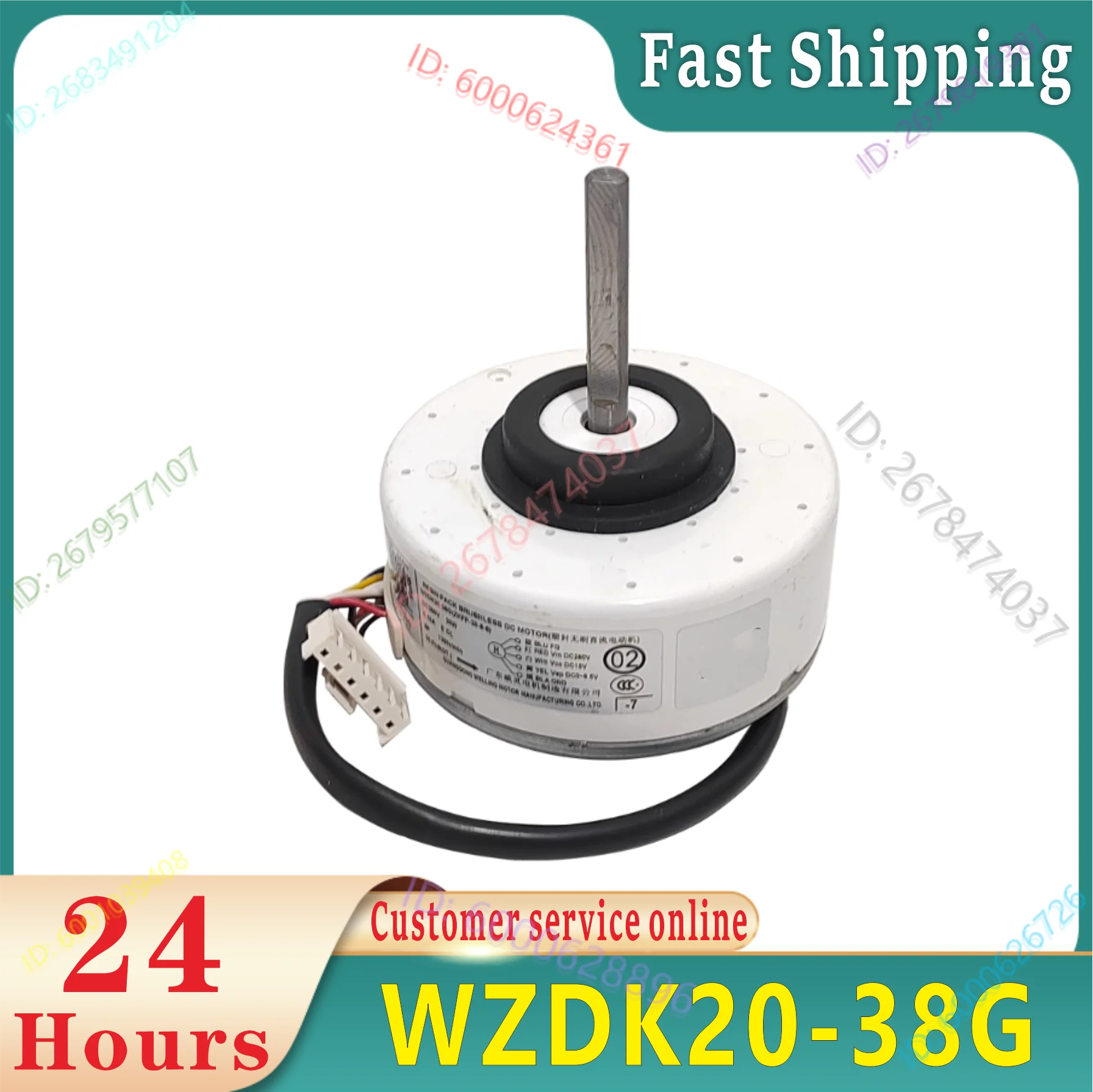 

100% working air conditioning motor WZDK20-38G WZDK20-38G-1 202400300017 with original good working condition