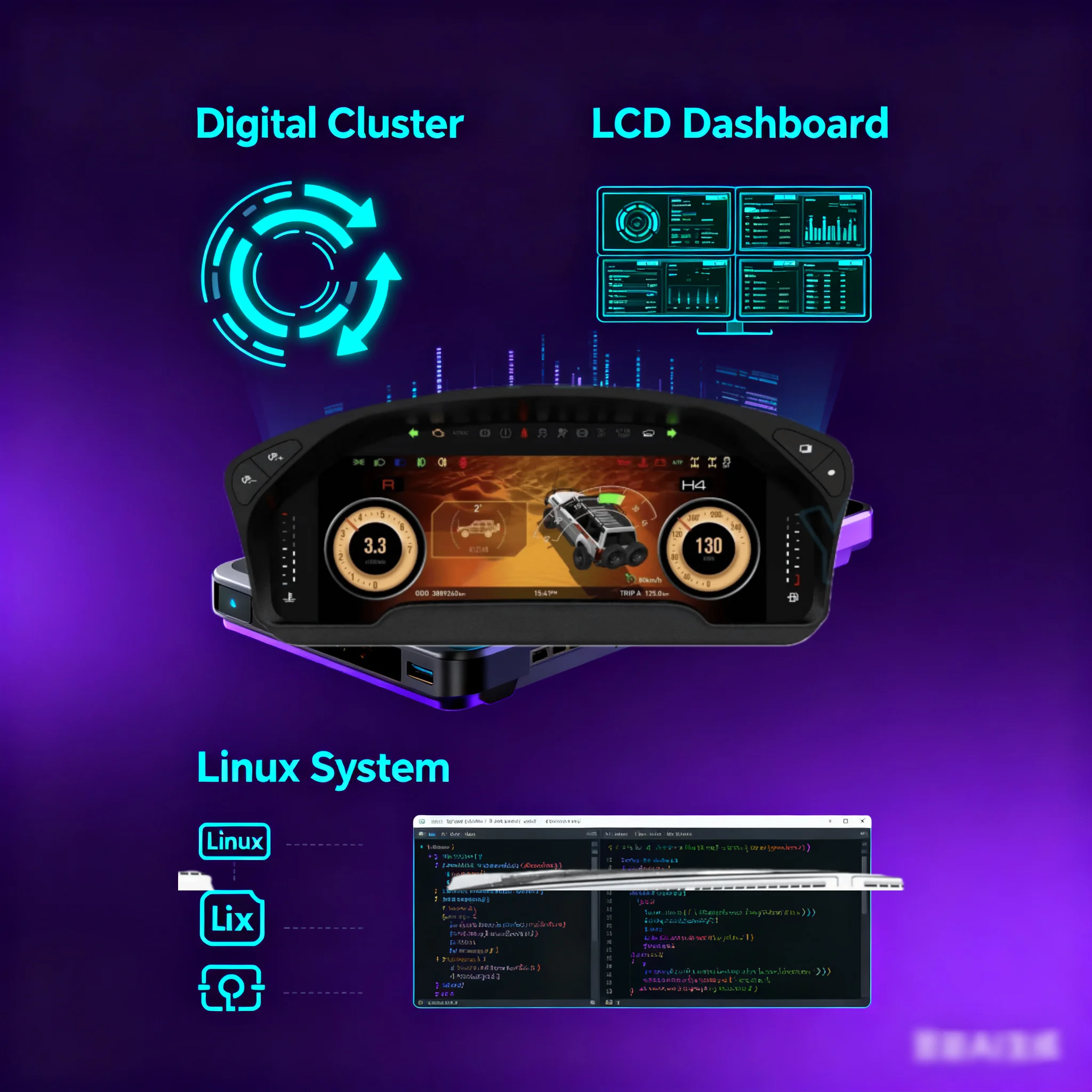Digital Cluster For Nissan Patrol Y61 2005-2024 Car LCD Dashboard Virtual Instrument Speedometer Odometer Cockpit Meter Screen