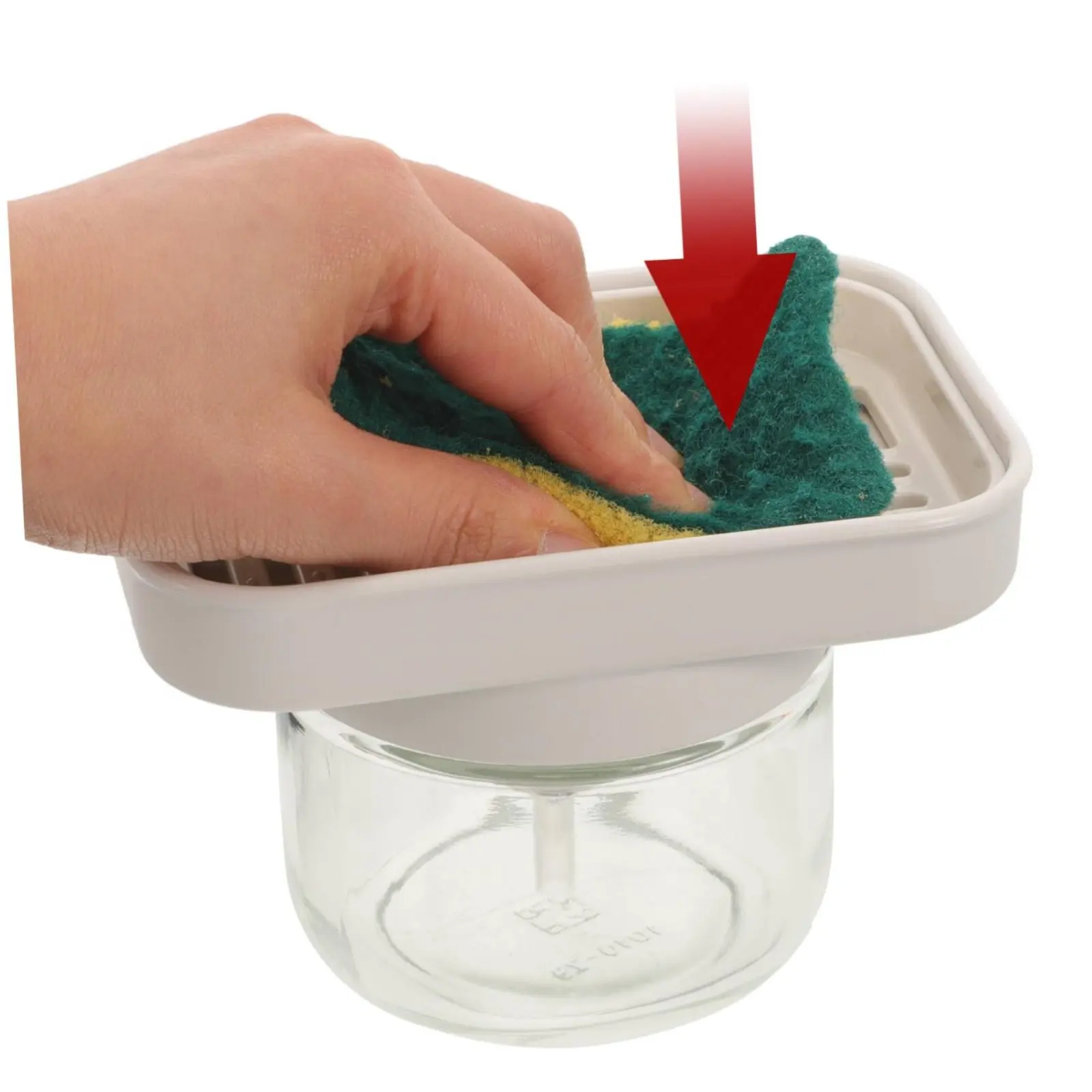 Glass Soap Dispenser Sturdy PP Material Sponge Soap Holder Household Cleaning Easy to Clean Built-in Drainage Tray