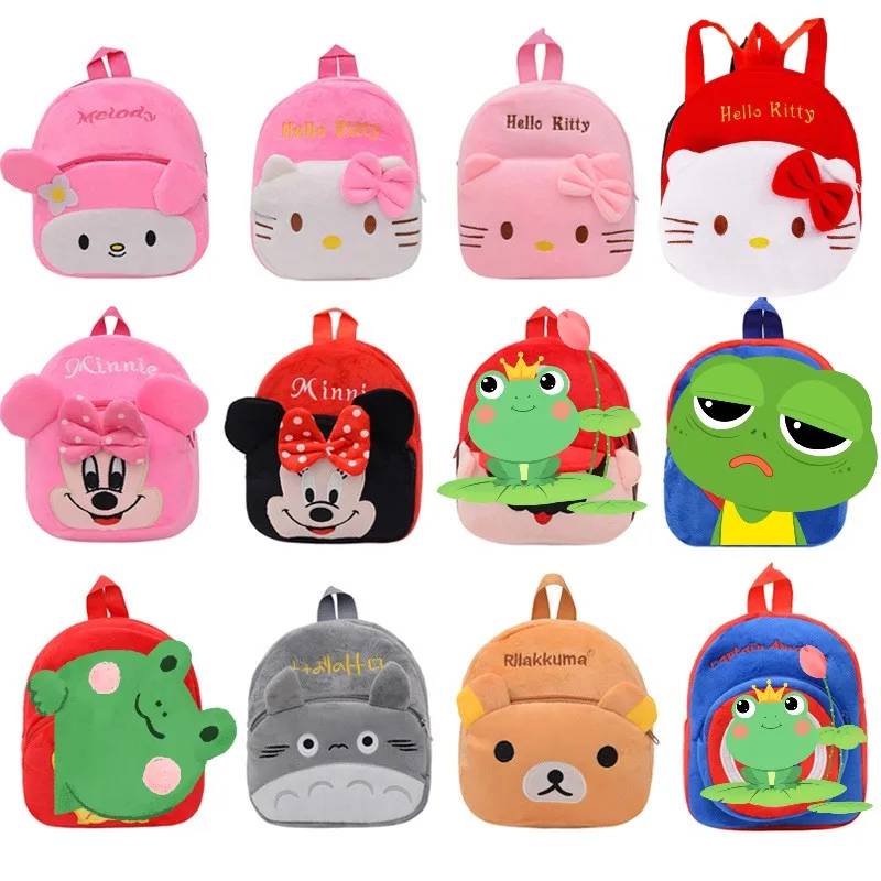 Anime Sanrio Mochila de Pelúcia para Crianças, Hello Kitty Schoolbag, Kuromi Brinquedos, Kindergarten School Bag, Presentes de Aniversário