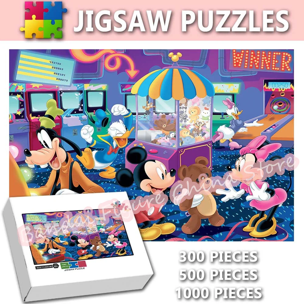 

Mickey Mouse Amusement Park Jigsaw Puzzles 300/500/1000 Pieces Diy Assembled Educational Puzzle for Kids Educational Gifts Toy