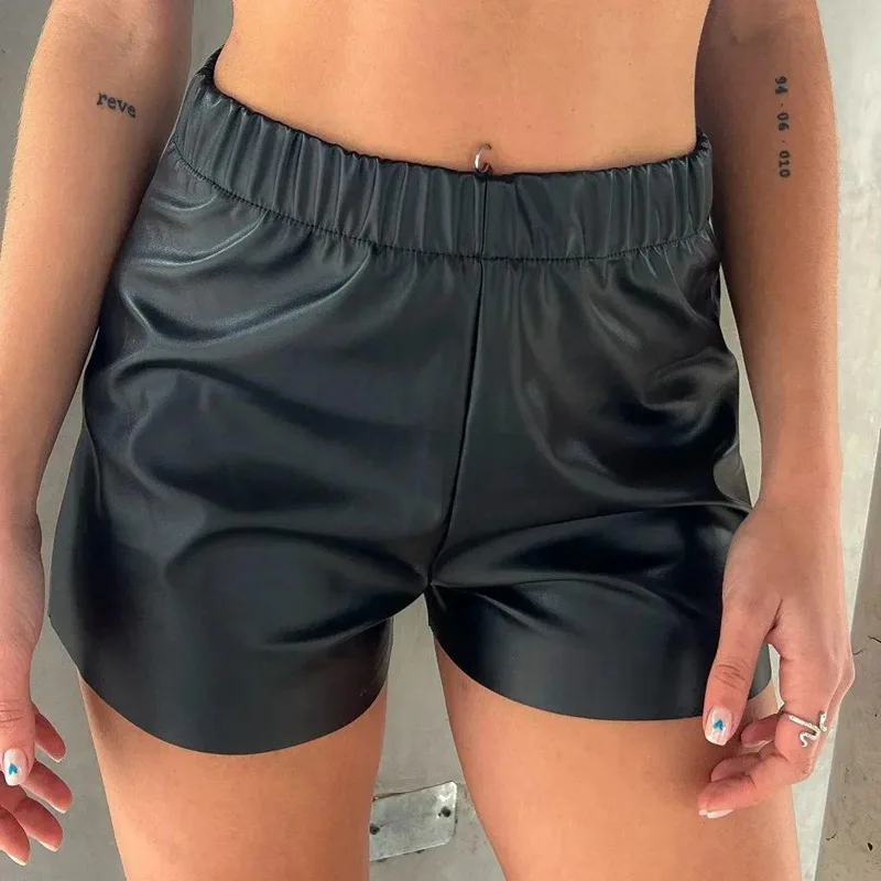 

Gtpdpllt 2025 New Fashion Women's Shorts Pu Leather Summer Bodycon Female Casual Bottom Female Y2K Clothing Outfits
