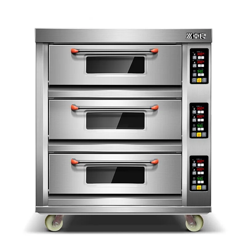 Commercial 3 Deck 6 Trays Professional Bread and Cake Baking Oven for Sale CE Stainless Steel 304 Free Spare Parts Electric Gas