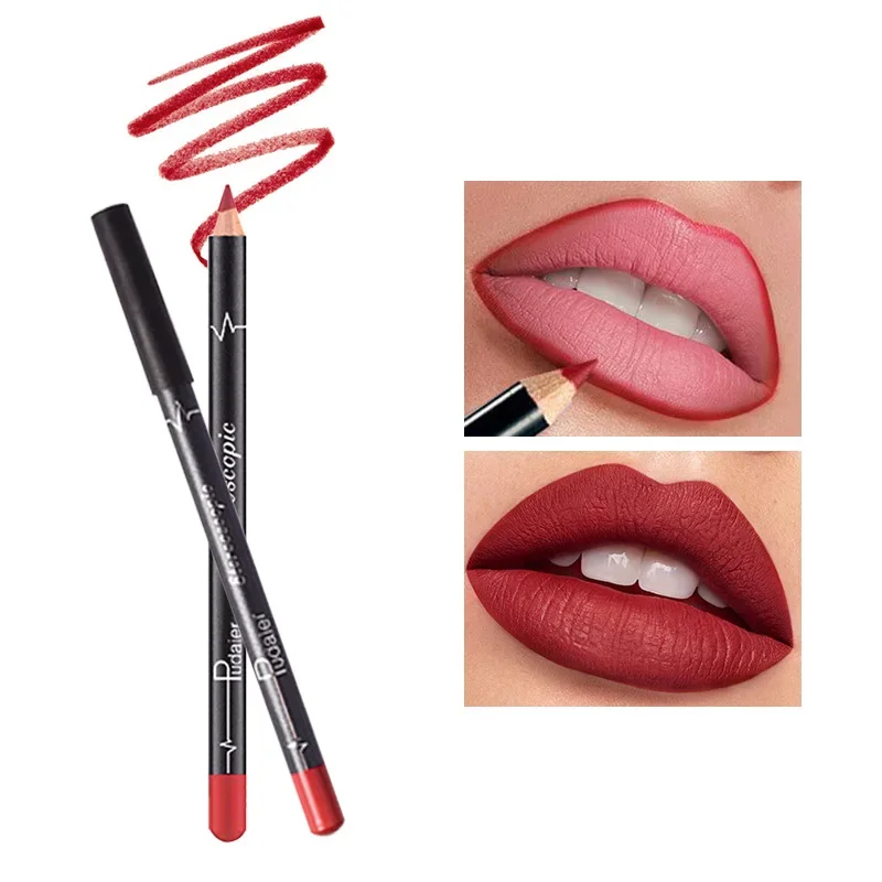 12pcs/set Lip Liner Set Matte Lipstick Pencil Waterproof Velvet Lip Pencil 12 Color Waterproof Hook Line Lip Pencil Makeup