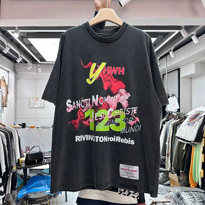 Fashion brand y2k Top Summer T-shirt Men Women American hip-hop street music rock Graphic Printed T-shirt pure cotton goth