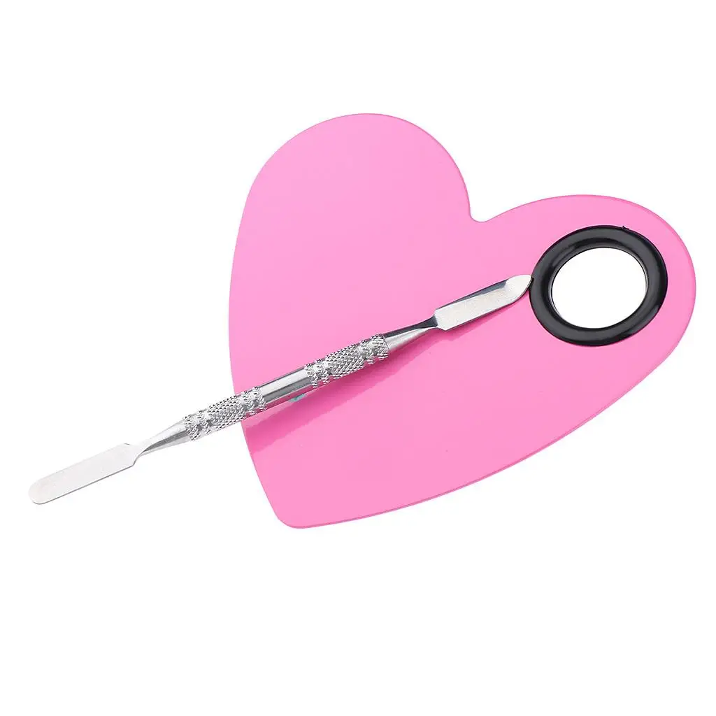 Heart Shape Cosmetic Palette Spatula Fashion Stainless Steel Pallet Makeup