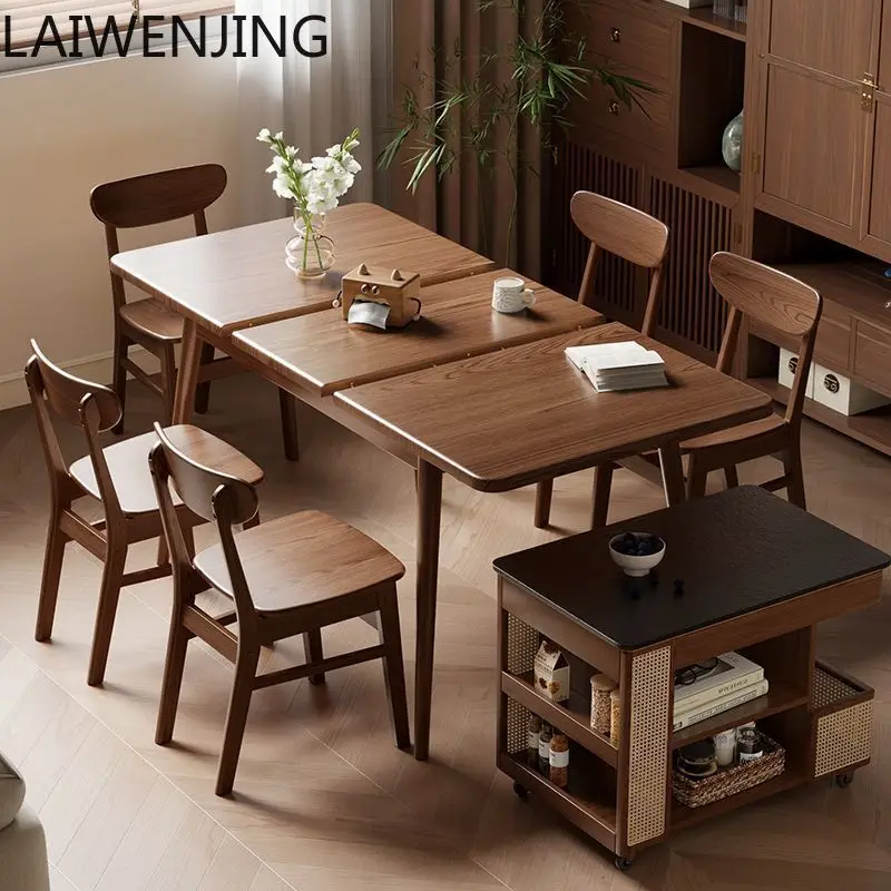 HLZ Extendable Dining Table for Home Use, Rectangular Dining Table and Chairs, Foldable Dining Table