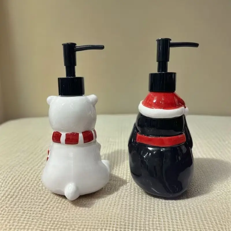 Polar bear ceramic press lotion bottle hand sanitizer bottle shower gel shampoo bottle Penguin soap dispenser