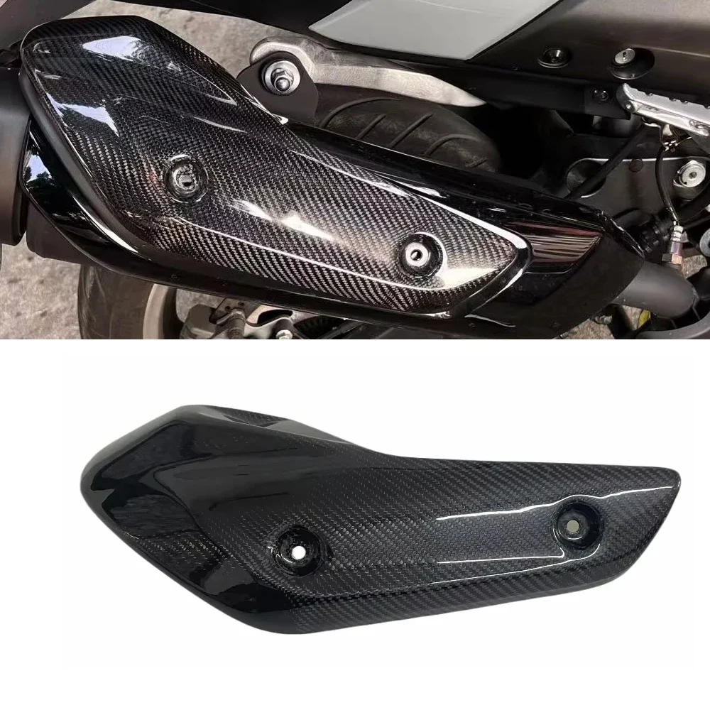 For Yamaha TMAX560 2023 2024 2025 Motorcycle Carbon Fiber Exhaust System Connection Pipe Insulation Cover Anti Burn Shell