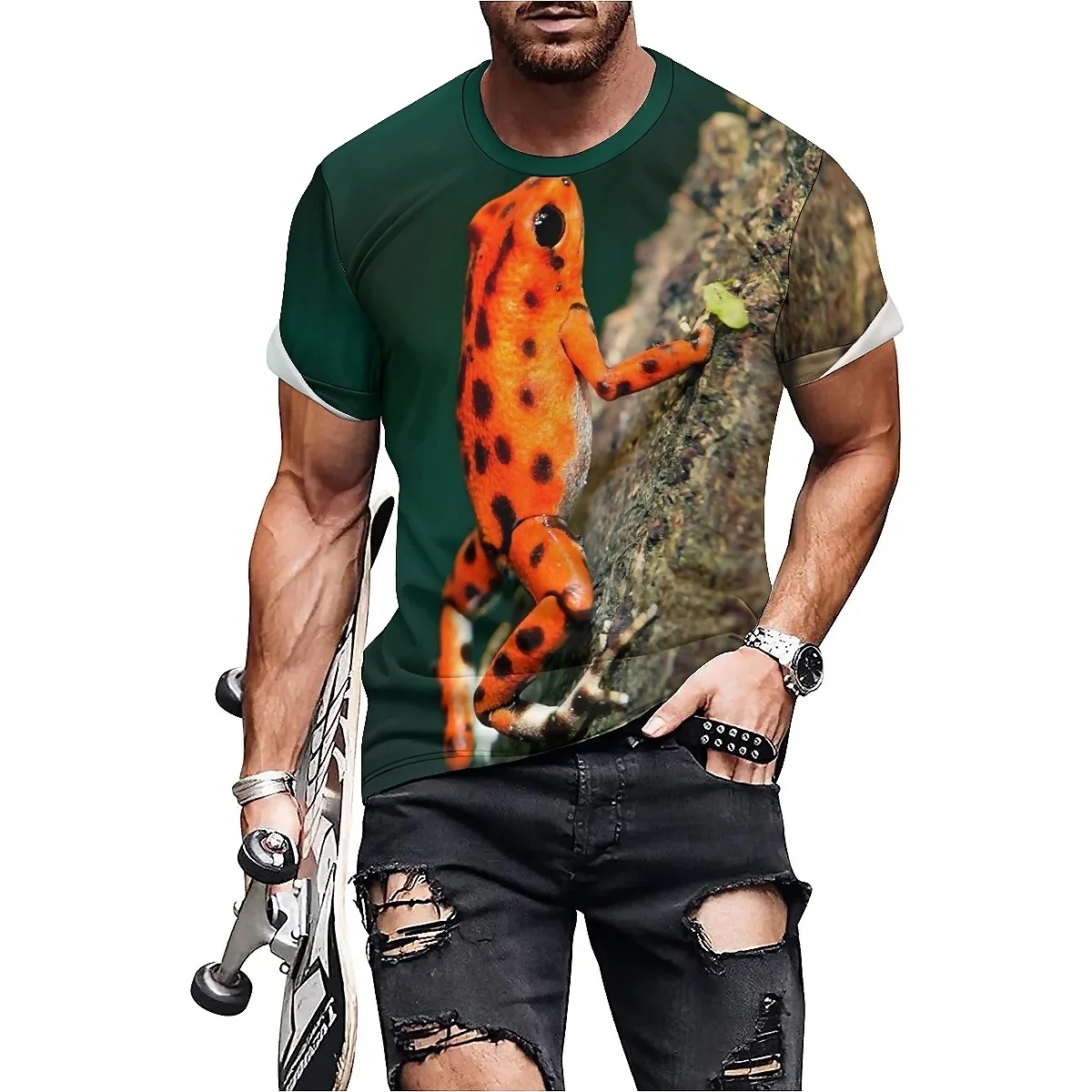 

Halloween Men's T-shirt Tops. European and American Trendy Men's 3D Print Short-sleeved T-shirt