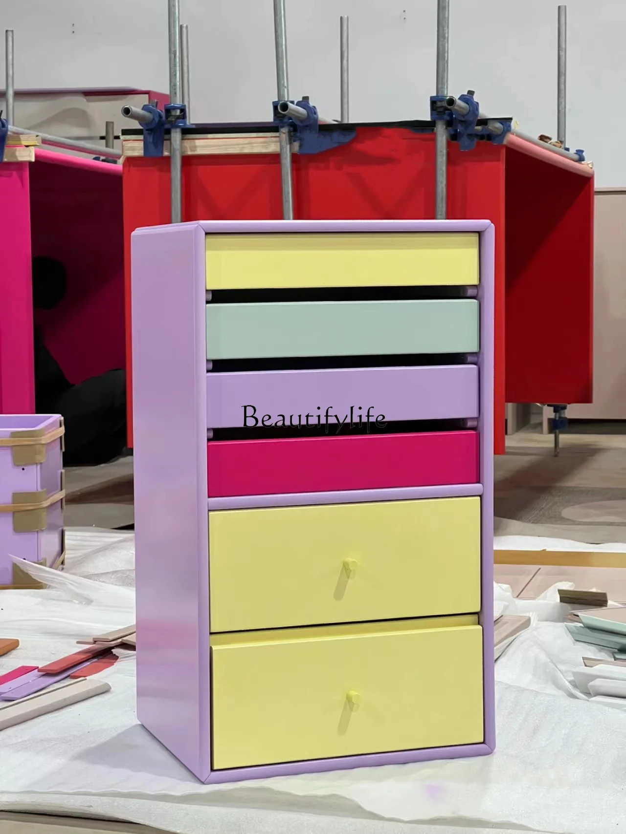 Simple modern floor-to-ceiling chest color splicing file cabinet high-end customized multi-functional home entry