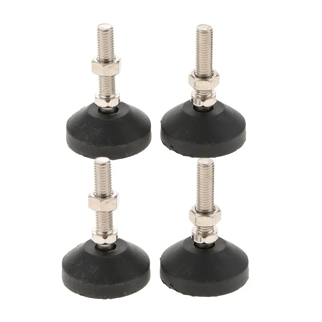 Carbon Steel Rubber Furniture Levelers - Adjustable Furniture Legs - 4 PCS Pack 60mm Base Diameter