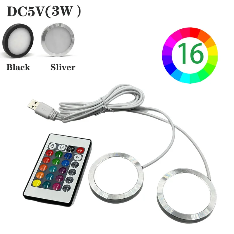 Led Spotlight 3W 6W USB Plug 2 in One 3W USB DC5V RGB With Remote Jewelry Cabinet Showcase Counter Lamp Ceiling Mini Spot Light