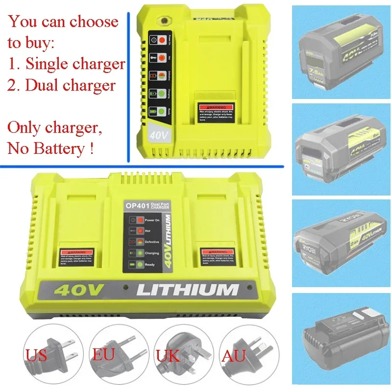 Lithium Battery Charger OP401 OP403 For Ryobi 36V 40V OP4015 OP4026 OP4026A OP4030 OP4050A OP4040 OP400A OP403A OP4050 RY40400