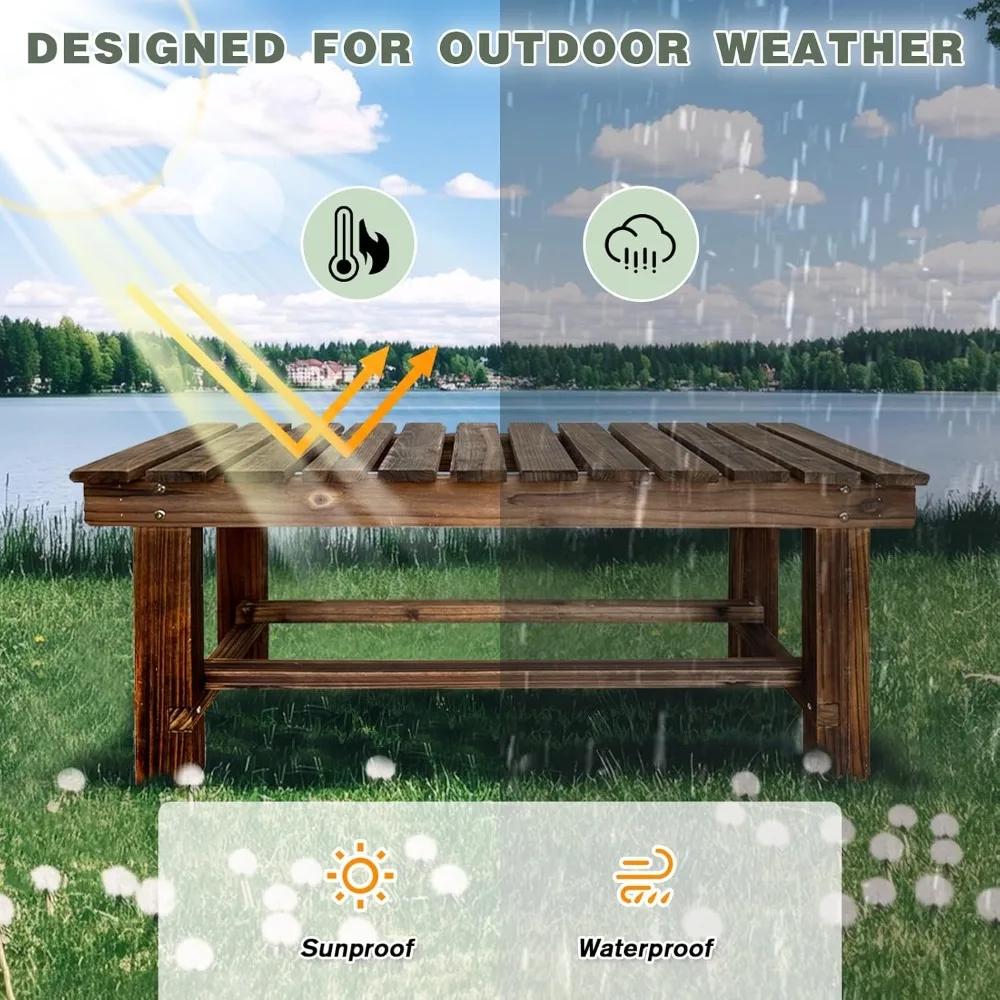 Gartenbank für den Außenbereich, 2-Personen-Terrassenbank aus Holz, wetterfeste, rückenfreie Außenbank, korrosionsbeständiger und rostfreier Garten