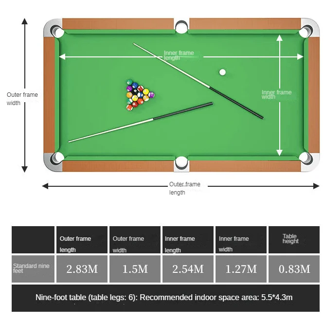 طاولة بلياردو خشبية ، طاولة سنوكر ، معايير راقية ، معايير دولية ، جلد بولي إيثيلين ذهبي صلب ، للجنسين ، مجموعة واحدة