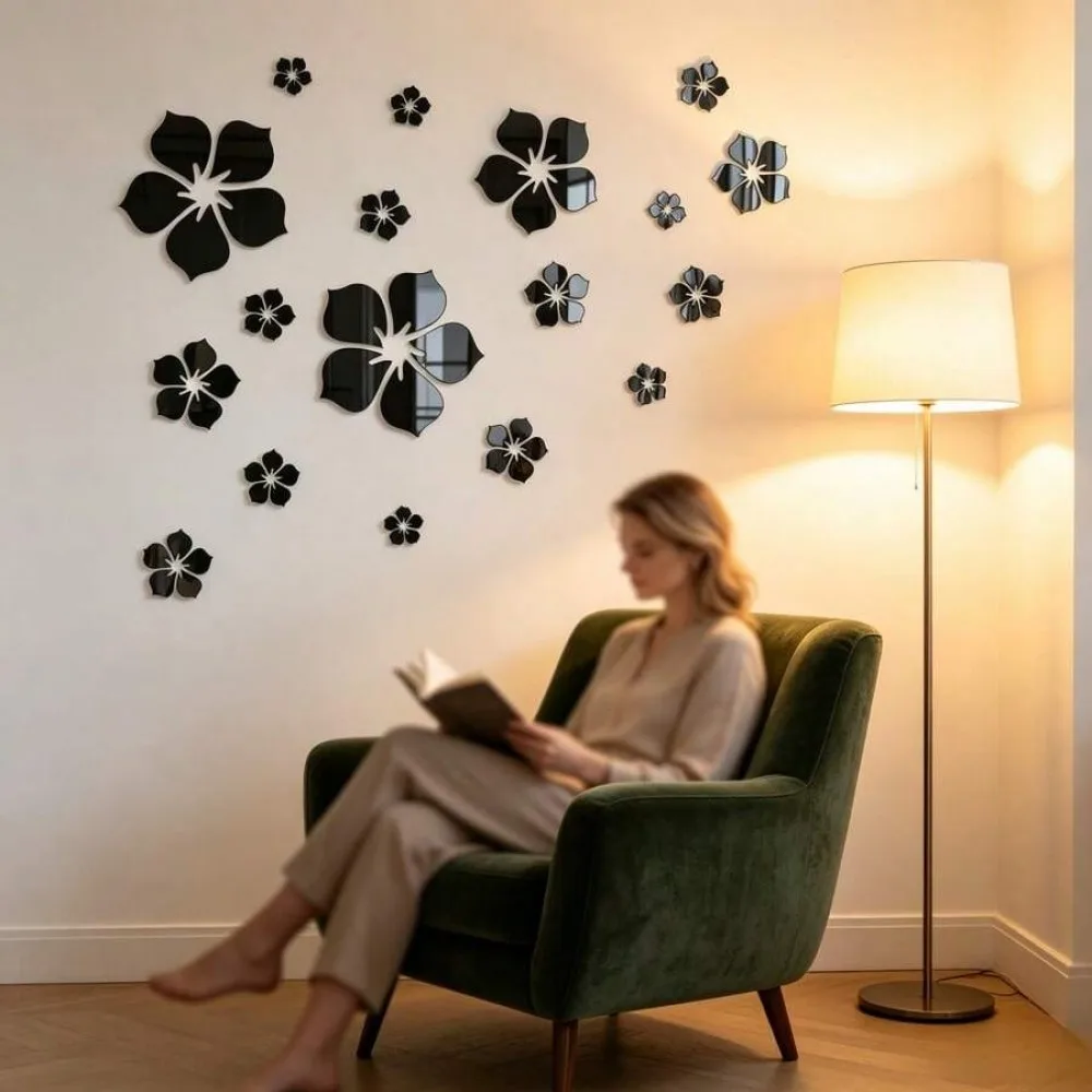 Removable 3D Acrylic Flower Wall Stickers