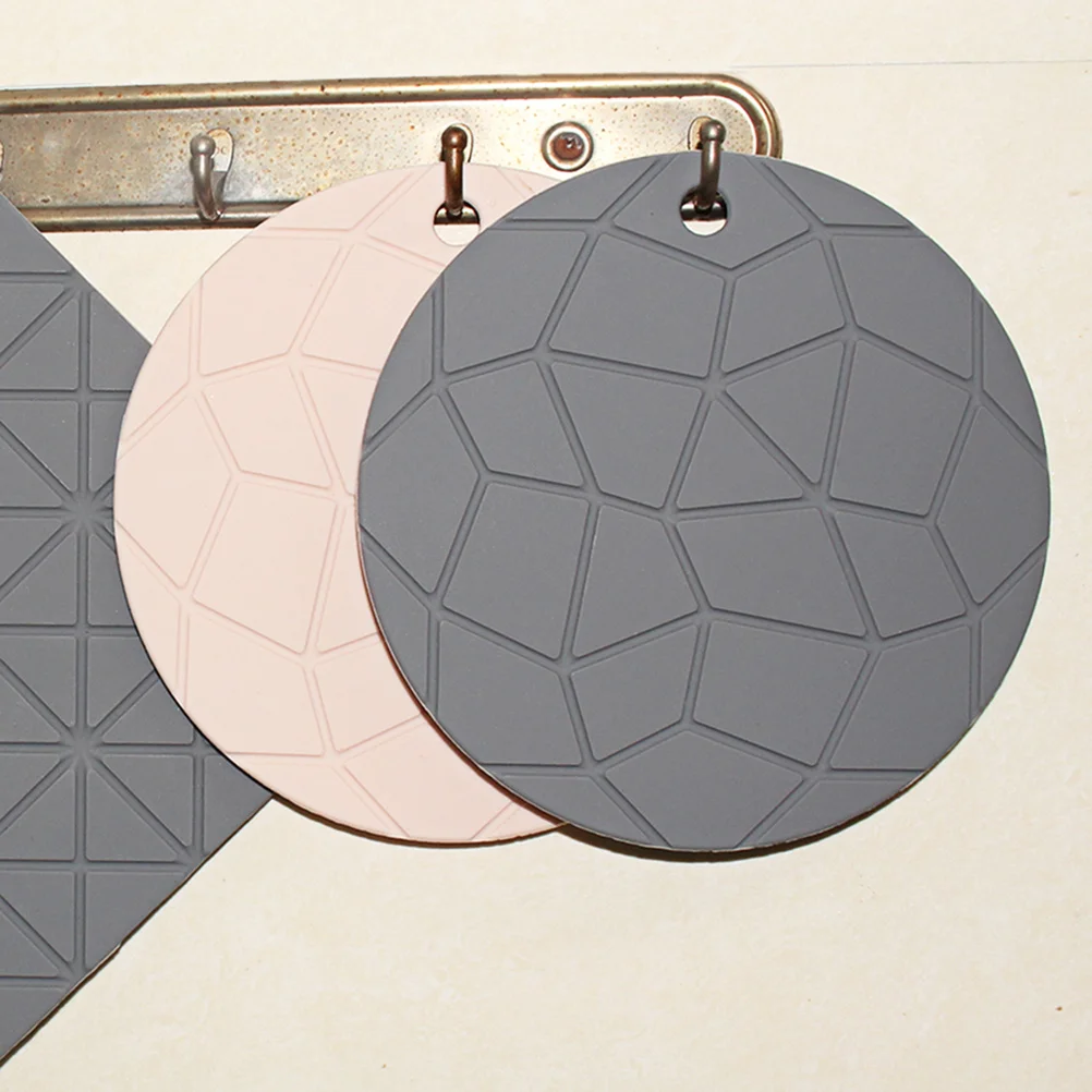 

Silicone Grey Round Pot Holder Non Slip Washable Placemat Safe Thermal Insulation Kitchen Dining Hotel