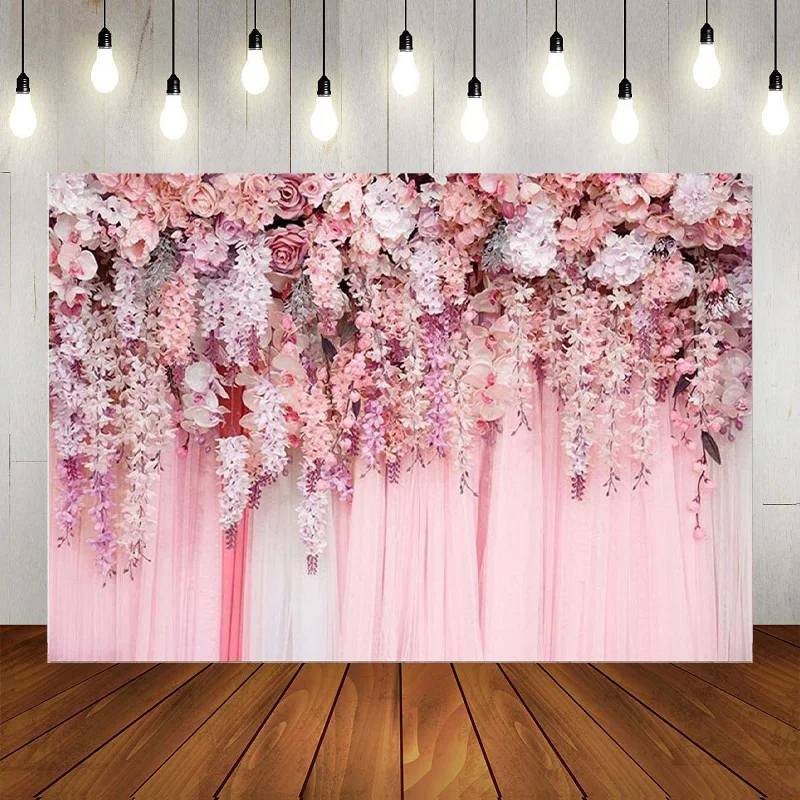 

Pink Background Photography Photo Wallpaper Birthday Decoration Girls Backdrop Banner Party,Rose Flowers,flowers Red Custom Made