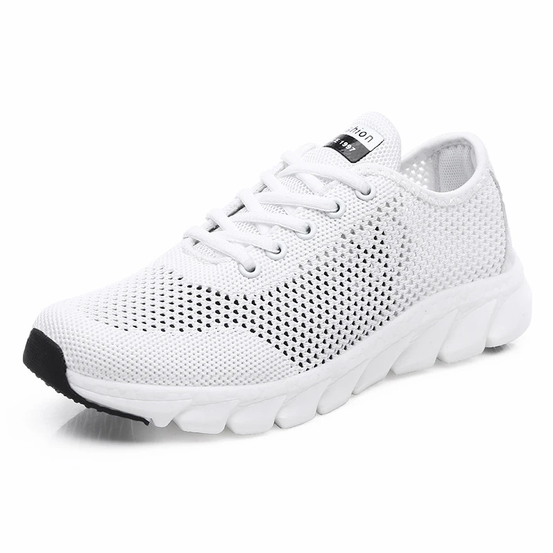 Women Shoes Summer New Flying Knit Breathable Shoes Comfortable Korean Version Versatile Lace-Up Hollow Large Net Casual Shoes