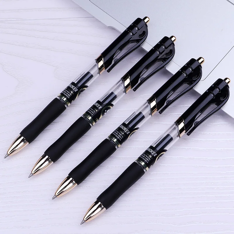 BAOKE 0,5 мм/0,7 мм выдвижная офисная гелевая ручка с черными чернилами, сине-черные чернила, резиновая ручка, гладкое письмо