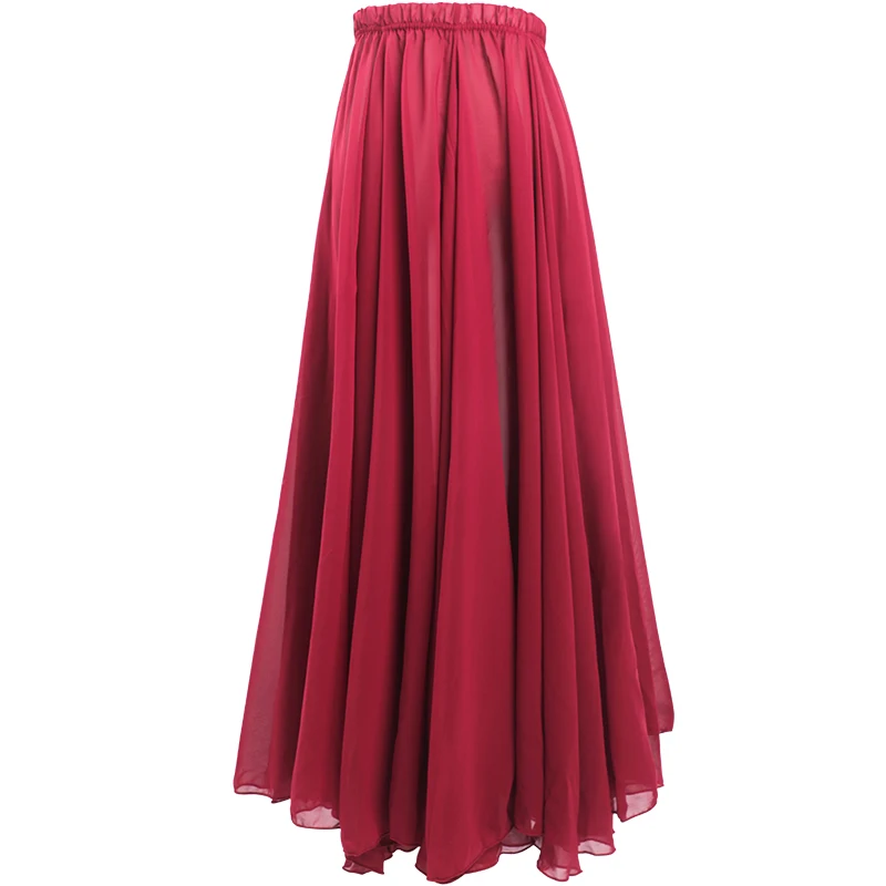 Women Ballet Skirts Long Chiffon Dance Skirt Tutu Ballerina Long Dress Stage Dancewear Adult Elastic Long Skirts for Dancing