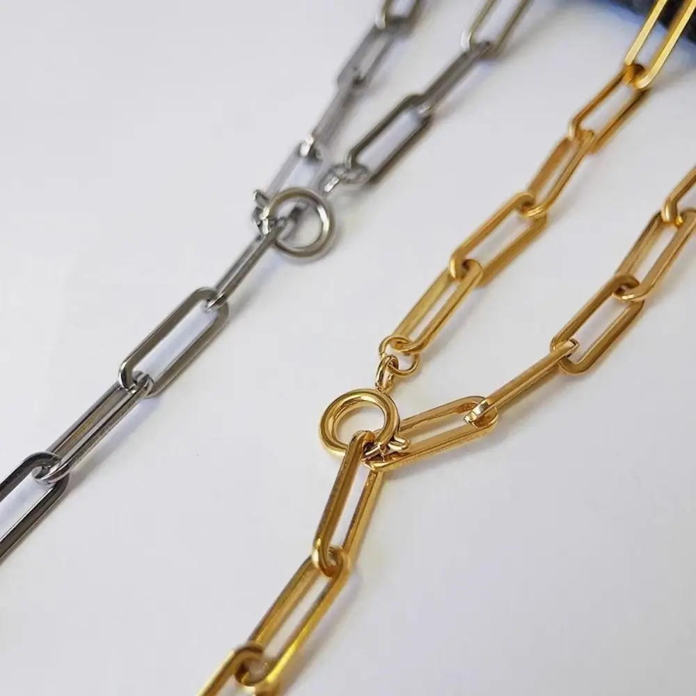 

Fashion Adjustable Paperclip Necklace Gold Exquisite Metal Choker Necklace Elegant Simple Sweater Chain Necklace Women's Jewelry