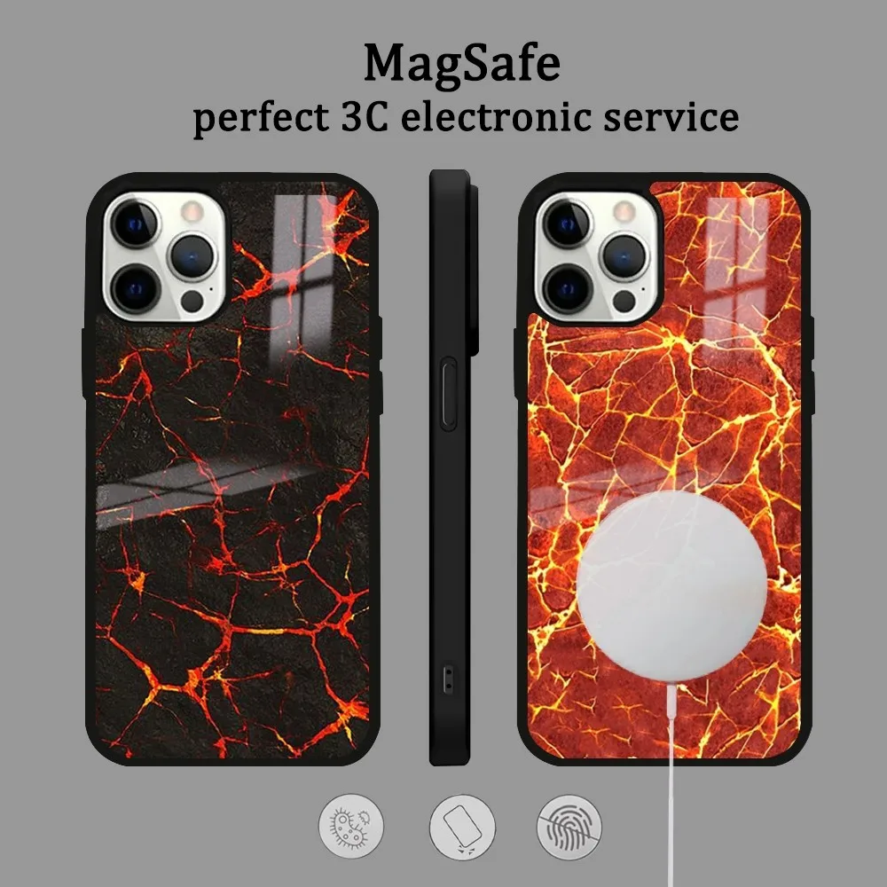 

Minimalism Stule Hot Magma Phone Case Anime For IPhone 16 15 14 13 12 11 Pro Max Plus Mini Magsafe Mirror Wireless Magnetic Cove