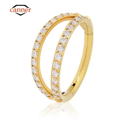 CANNER-pendientes de plata de ley 925 con doble hilera de circonita para hombre y mujer, Piercing para el cartílago, tachuelas para la nariz, accesorios de joyería fina