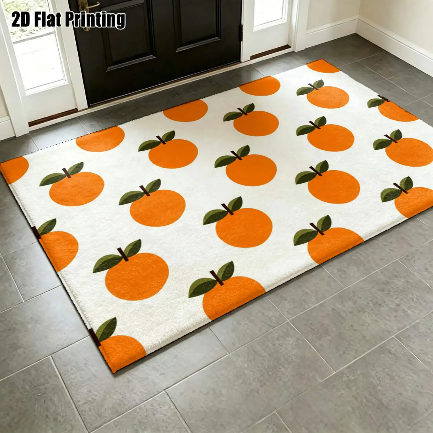 1Pc 2D Printed Nordic/Instagram Style Orange Pattern Carpet, Machine Washable, Multi-Size, for Home Decor, Multi-Scene Use