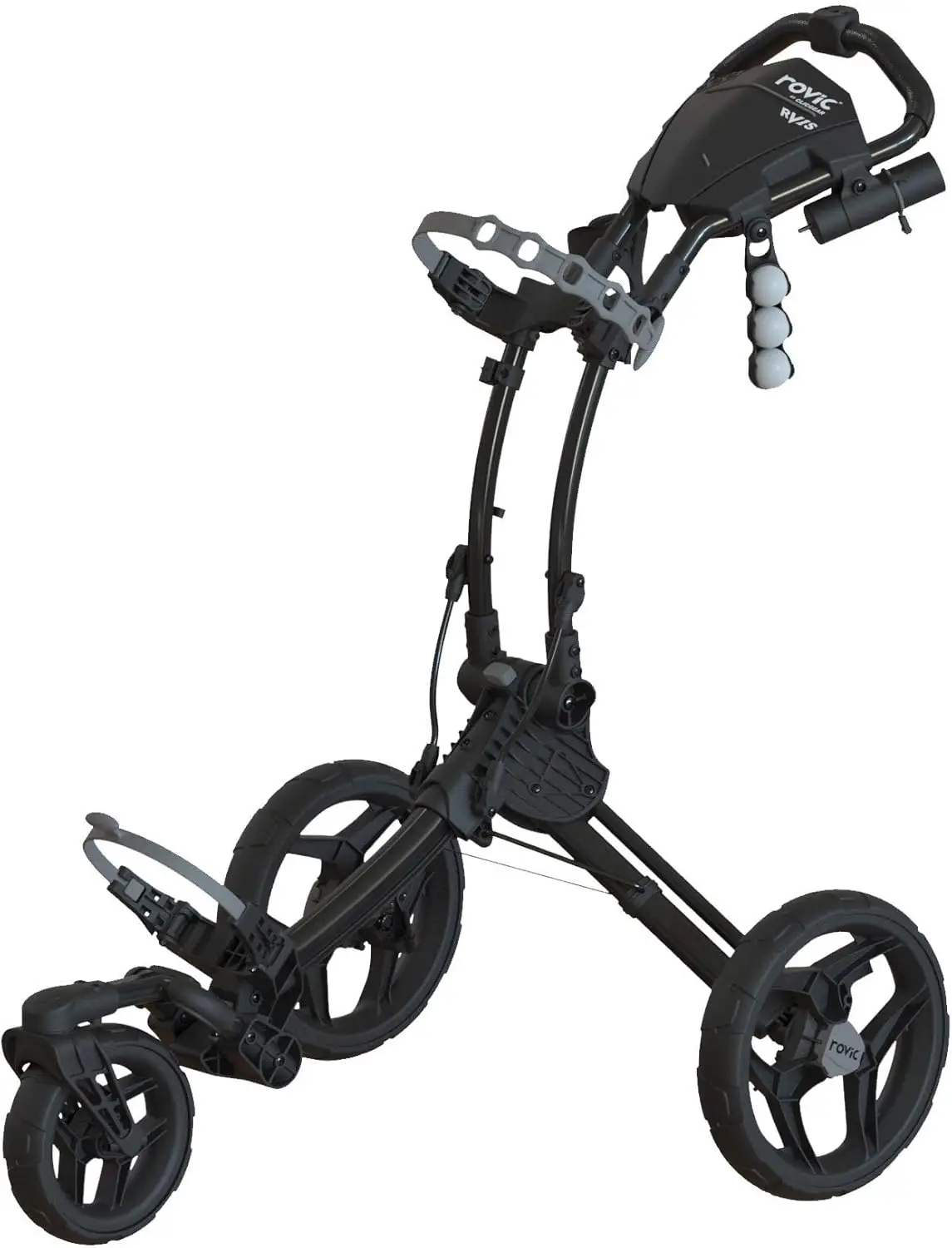 Clicgear Rovic Model RV1S Golf Push Cart with 360 Degree Swivel Front Wheel, Foldable 3-Wheel Golf Cart