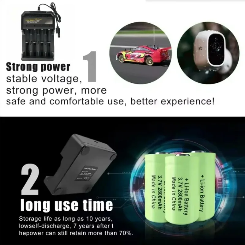 

Hot CR123A 2800mAh Rechargeable Battery 3.7V Li-ion 16340 Batteries for LED Flashlight Travel USB Charger 16340 CR123A Battery