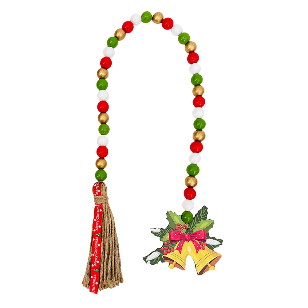 

Wood Bead Tassel Pendant Xmas Rustic Wooden Beads Garland Hanging Beads Pendant Decorative Tassel Beaded Garland Xmas Home Decor