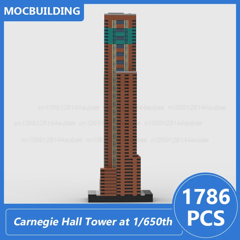 Carnegie Hall Tower op 1/650e Schaal Model Moc Bouwstenen Diy Monteren Bakstenen Architectuur Display Kerst Speelgoed Geschenken 1262PCS