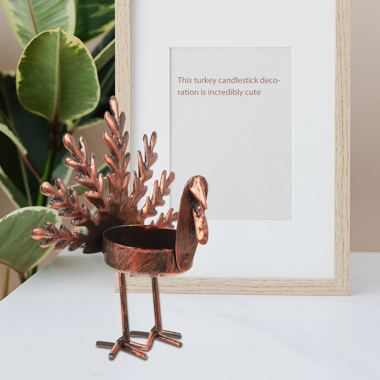 6Pcs Turkey Candleholder Iron Thanksgiving Candlestick Decor Desktop Table Centerpiece Party Ornament Fire Pit Warm Atmosphere