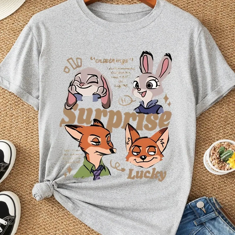 Disney Zootopia Queen Damen T-Shirt Sommer Neue lässige Mode Herren- und Damen-Streetwear