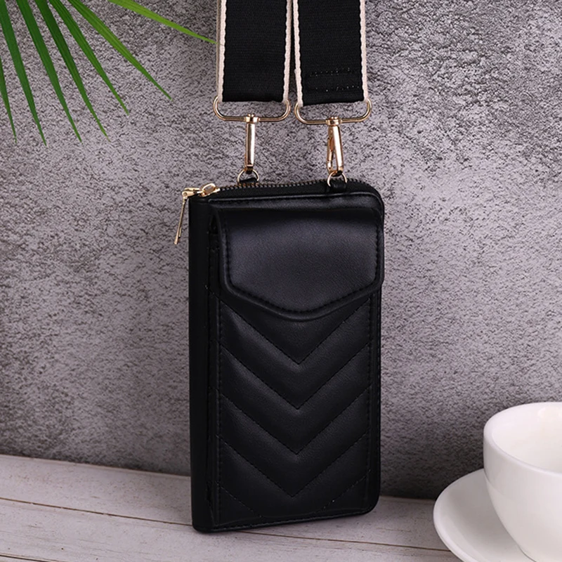 New V-shaped Mobile Phone Bag Multi-functional Fashion Crossbody Bag Large Capacity Solid Color Versatile Women\'s Shoulder Bag