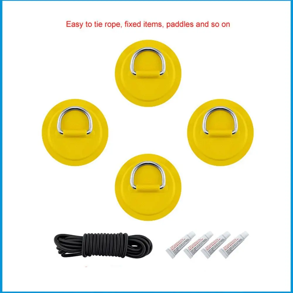 1/4Pcs Surfboard Dinghy Boat Stainless Steel Round Ring Pad Deck Rigging Sup Elastic Bungee Rope D Ring PVC Patch