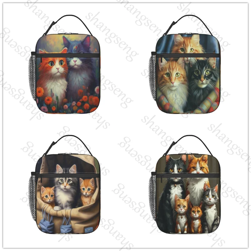 

cute Cartoon Cat Lunch Bag insulated bag,student thickened waterproof Bento Bag Outdoor Travel Ice Pack, Picnic Bag