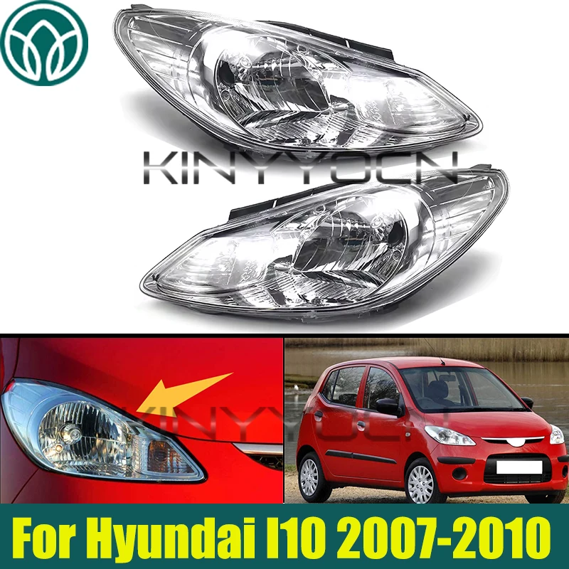 

1Pair Front Bumper Headlight Headlamp For Hyundai I10 2007-2010 Head Light Head Lamp Headlight 92101-0X010/92102-0X010