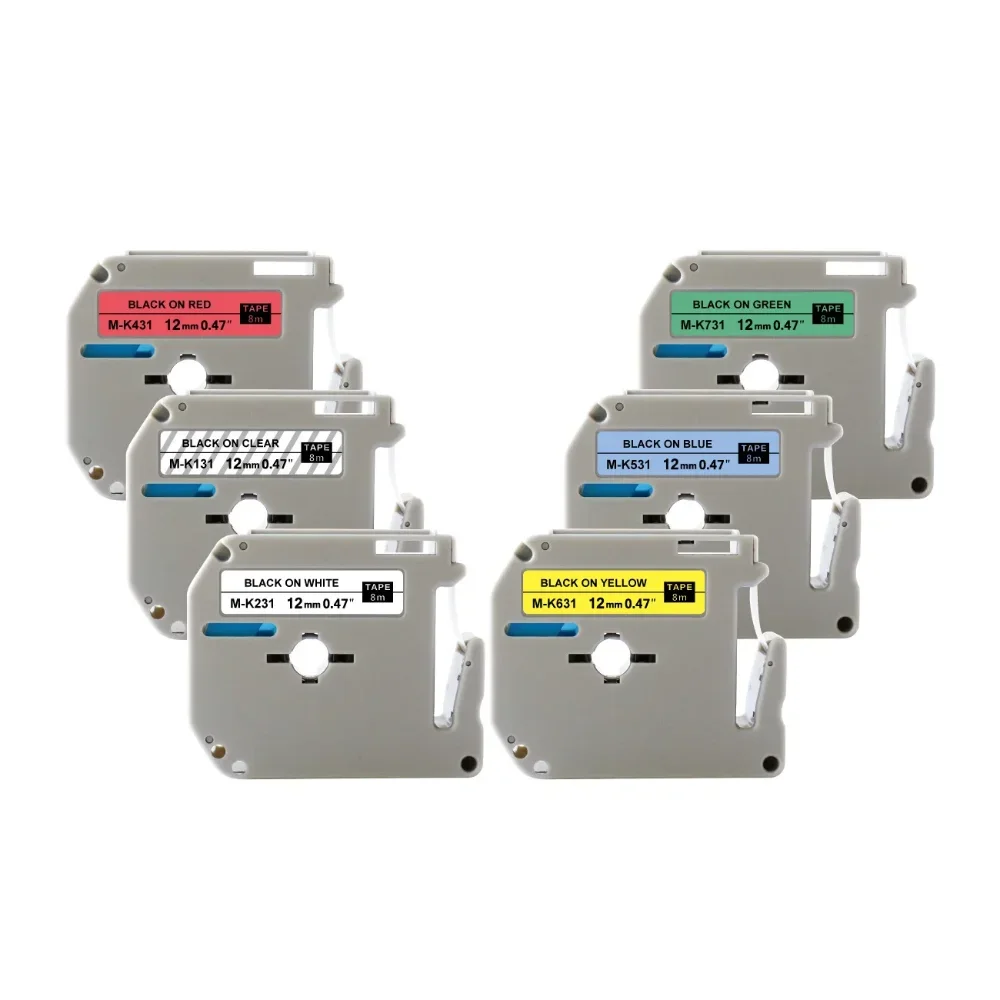 Compatible for Brother P-touch Label Printer Tape M-K231 Label Tape Black on White 12mm 8M Thermal Adhesive Label Printer Ribbon