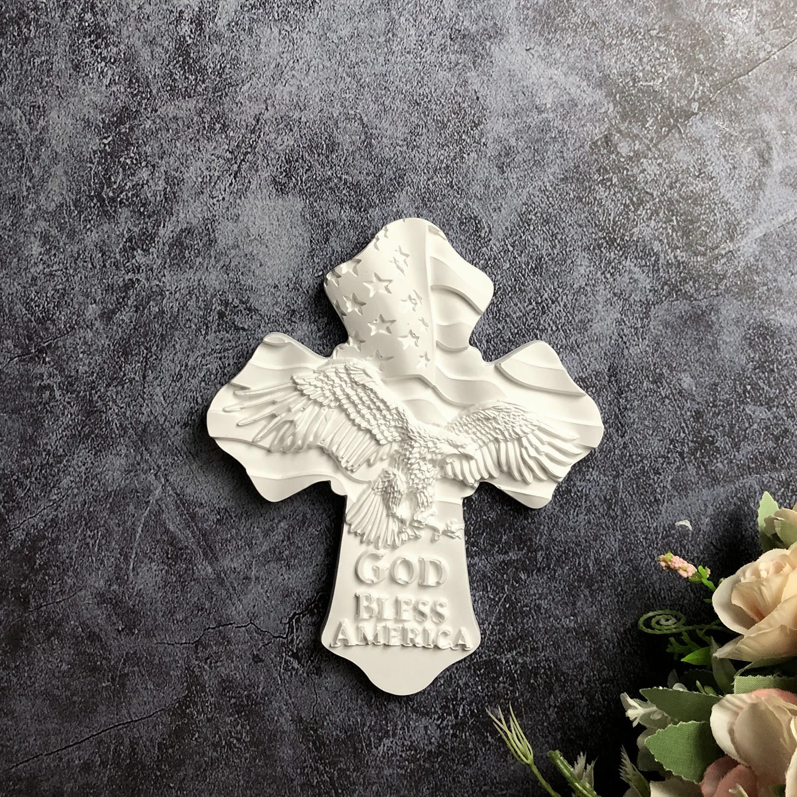 American Flag Eagle Emblem Silicone Mold DIY Home Decor Cross God Bless America Plaster Concrete Resin Mold For Independence Day