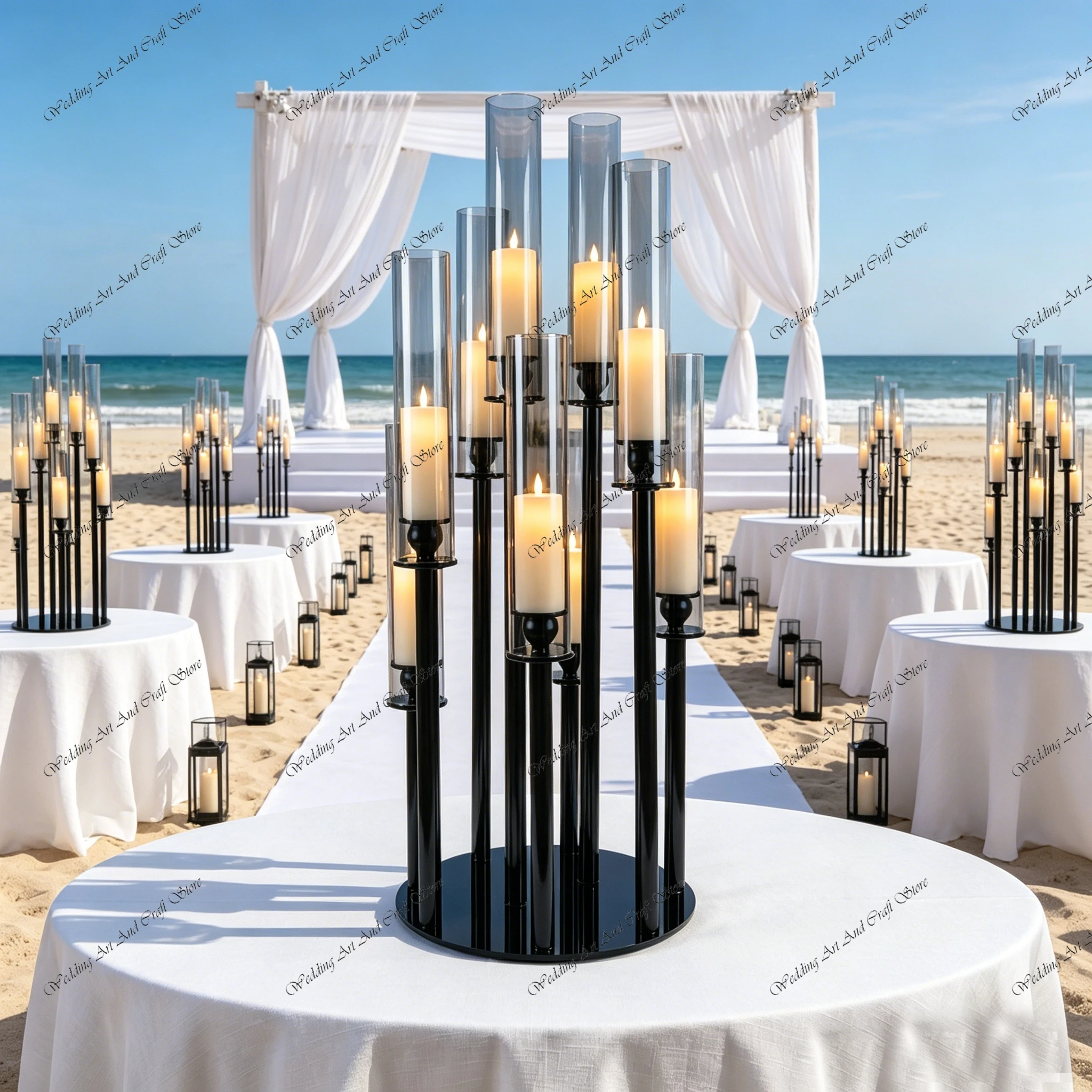 

4pcs f30 8-10 Arms Wedding Table Centerpieces Decoration Black Crystal Candle Holder Candlesticks Candelabra Centerpiece ivy981