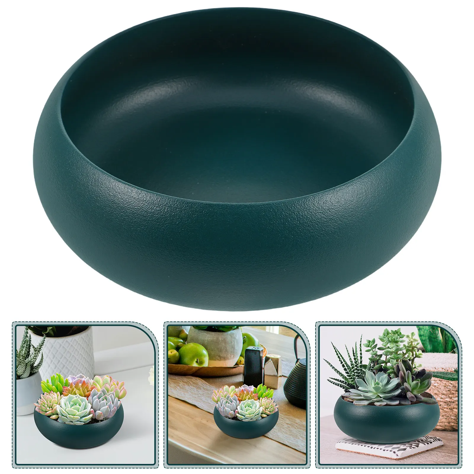 Ceramic Flower Pot Hydroponics Shallow Round Succulent Planter Water Pot Indoor Outdoor Home Office Decor Ceramic Succulent