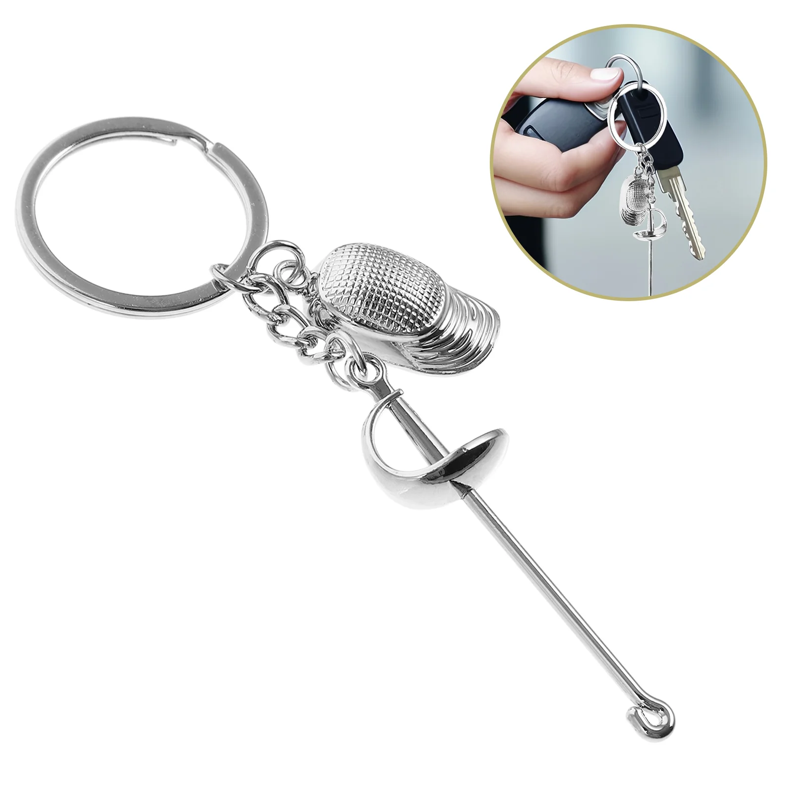 Fencing Keychain Keychains for Cars Ring Sport Pendant Men's Belt While Bag Lanyard
