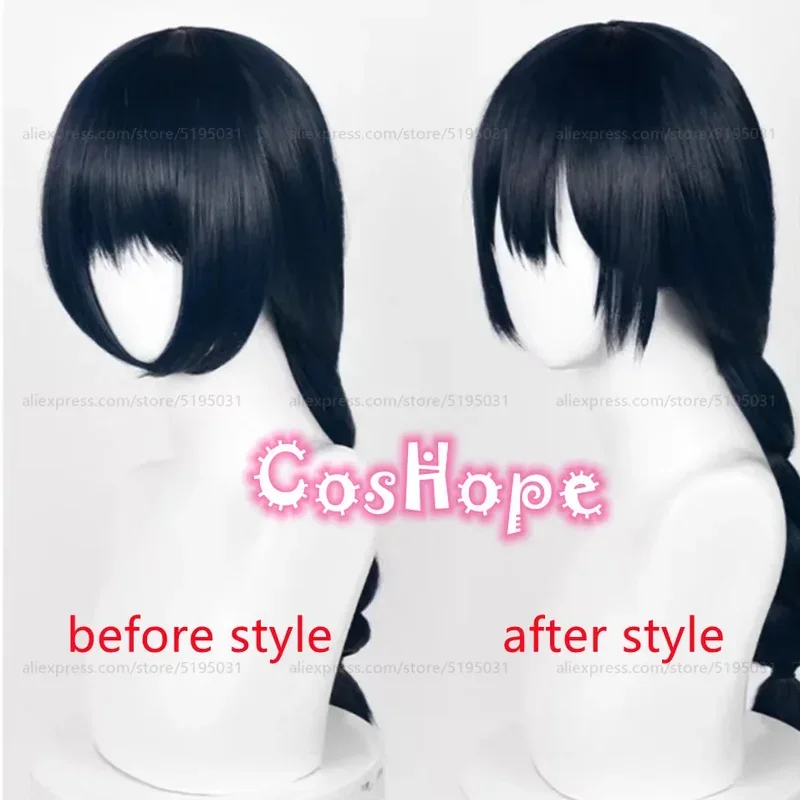 Amanai Riko Cosplay Wig 60cm Pre Braided Blue Black Wig Cosplay Anime Cosplay Wigs Heat Resistant Synthetic Wigs