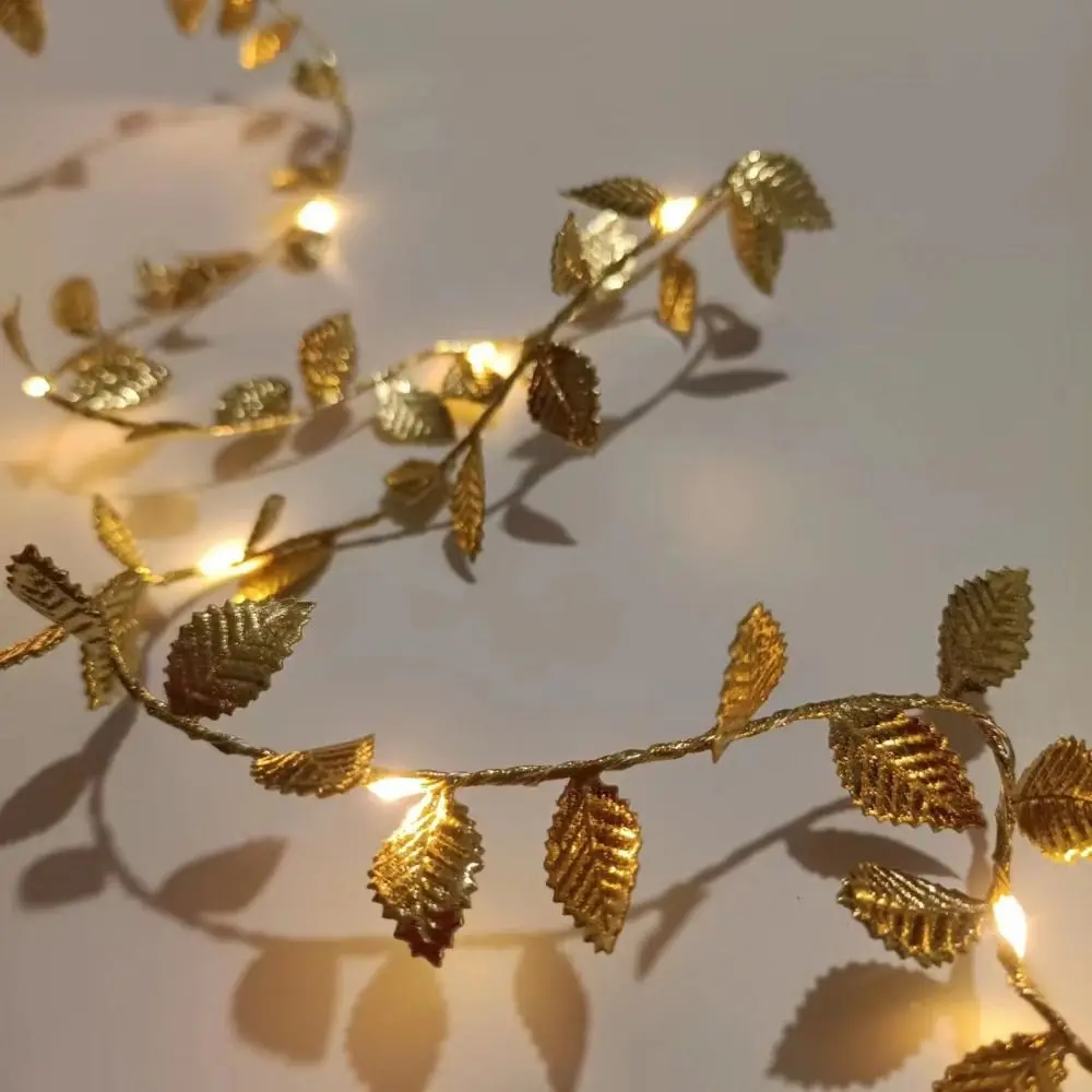 1PC 2M 20LED Golden Leaves String Green Colorful Ivy Leaves Artificial Plant Home Garden Garland Vine Light