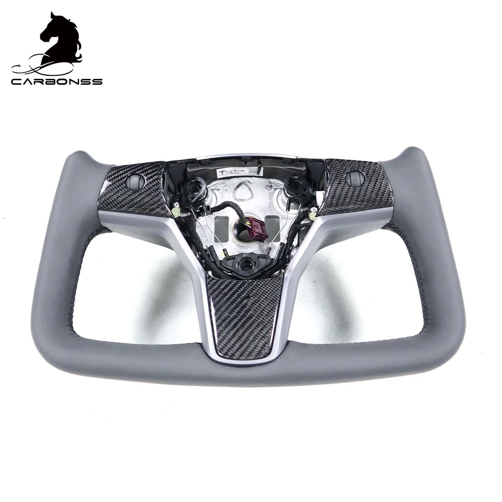 

2021 New Style Carbon Fiber Steering Wheel For Tesla Model 3 Racing Car Yoke Steering Wheel