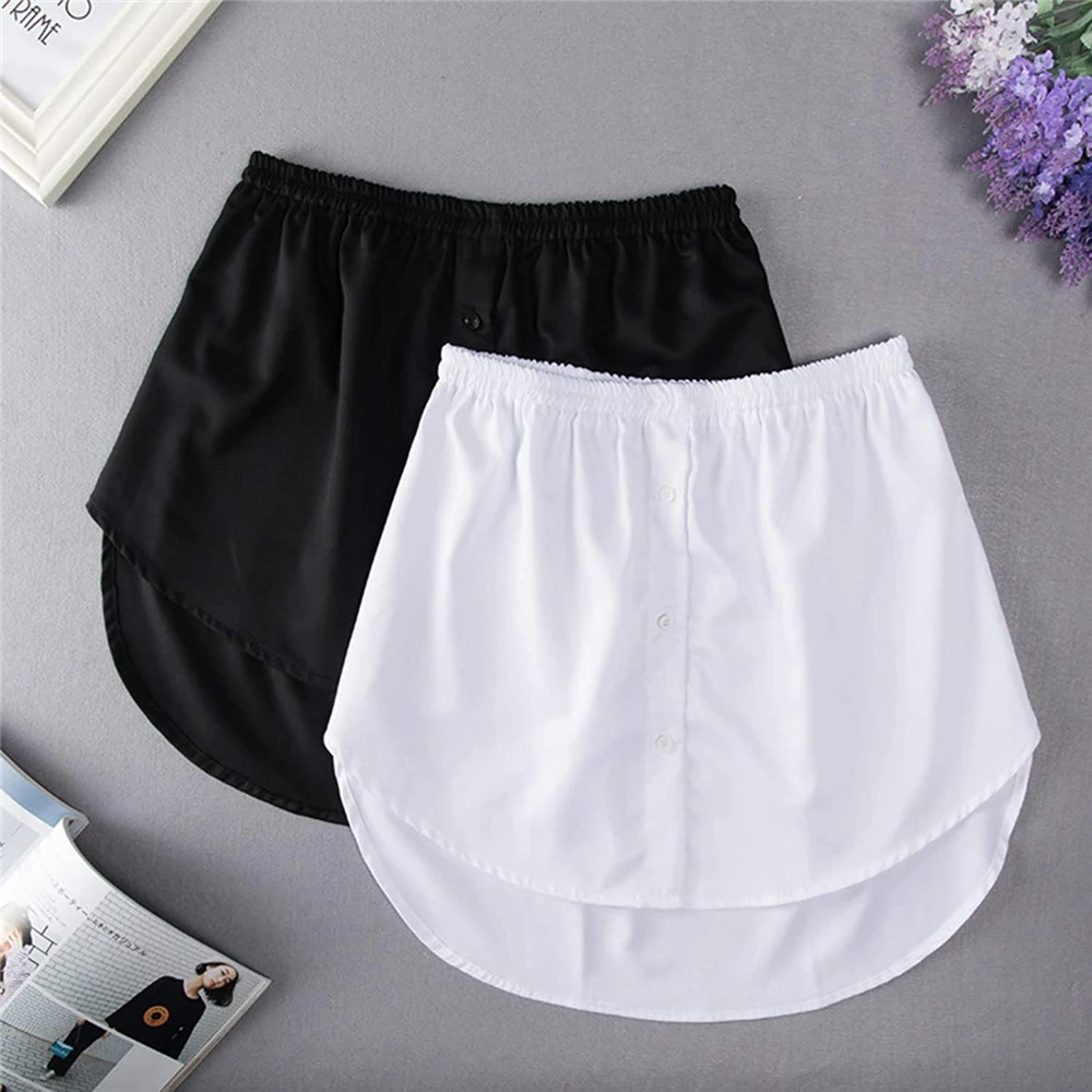 

Black White Girls Women Layering Fake Top Lower Sweep Half-Length Underskirt Mini Skirt